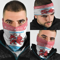 Luxembourg Christmas Neck Gaiter with Santa Claus Red Lion Snowflake Pattern and National Flag Design - Wonder Print Shop
