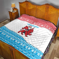 Luxembourg Christmas Quilt with Santa Claus Red Lion Snowflake Pattern and National Flag Design - Wonder Print Shop