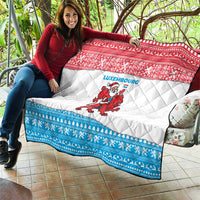 Luxembourg Christmas Quilt with Santa Claus Red Lion Snowflake Pattern and National Flag Design - Wonder Print Shop