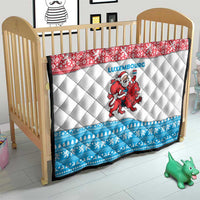 Luxembourg Christmas Quilt with Santa Claus Red Lion Snowflake Pattern and National Flag Design - Wonder Print Shop