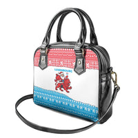 Luxembourg Christmas Shoulder Handbag with Santa Claus Red Lion Snowflake Pattern and National Flag Design - Wonder Print Shop
