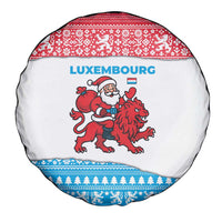 Luxembourg Christmas Spare Tire Cover with Santa Claus Red Lion Snowflake Pattern and National Flag Design - Wonder Print Shop