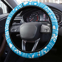 Luxembourg Christmas Steering Wheel Cover with Santa Claus Red Lion Snowflake Pattern and National Flag Design - Wonder Print Shop