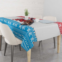 Luxembourg Christmas Tablecloth with Santa Claus Red Lion Snowflake Pattern and National Flag Design - Wonder Print Shop