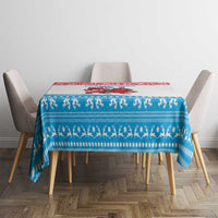 Luxembourg Christmas Tablecloth with Santa Claus Red Lion Snowflake Pattern and National Flag Design - Wonder Print Shop