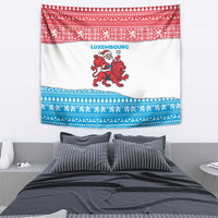 Luxembourg Christmas Tapestry with Santa Claus Red Lion Snowflake Pattern and National Flag Design - Wonder Print Shop
