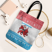 Luxembourg Christmas Tote Bag with Santa Claus Red Lion Snowflake Pattern and National Flag Design - Wonder Print Shop