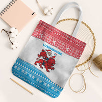 Luxembourg Christmas Tote Bag with Santa Claus Red Lion Snowflake Pattern and National Flag Design - Wonder Print Shop