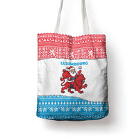 Luxembourg Christmas Tote Bag with Santa Claus Red Lion Snowflake Pattern and National Flag Design - Wonder Print Shop