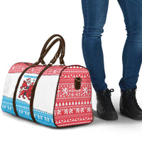 Luxembourg Christmas Travel Bag with Santa Claus Red Lion Snowflake Pattern and National Flag Design - Wonder Print Shop