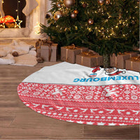 Luxembourg Christmas Tree Skirt with Santa Claus Red Lion Snowflake Pattern and National Flag Design - Wonder Print Shop