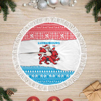 Luxembourg Christmas Tree Skirt with Santa Claus Red Lion Snowflake Pattern and National Flag Design - Wonder Print Shop