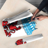 Luxembourg Christmas Umbrella with Santa Claus Red Lion Snowflake Pattern and National Flag Design - Wonder Print Shop