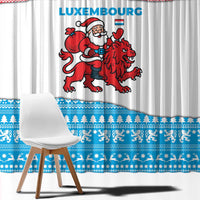 Luxembourg Christmas Window Curtain with Santa Claus Red Lion Snowflake Pattern and National Flag Design - Wonder Print Shop