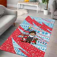 Luxembourg Christmas Area Rug with Santa Claus Fox Reindeer Tree and Red Blue Pattern Design - Wonder Print Shop