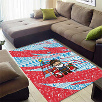 Luxembourg Christmas Area Rug with Santa Claus Fox Reindeer Tree and Red Blue Pattern Design - Wonder Print Shop