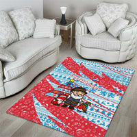 Luxembourg Christmas Area Rug with Santa Claus Fox Reindeer Tree and Red Blue Pattern Design - Wonder Print Shop
