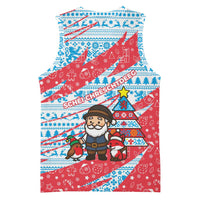 Luxembourg Christmas Basketball Jersey with Santa Claus Fox Reindeer Tree and Red Blue Pattern Design - Wonder Print Shop
