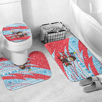 Luxembourg Christmas Bathroom Set with Santa Claus Fox Reindeer Tree and Red Blue Pattern Design - Wonder Print Shop