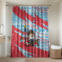 Luxembourg Christmas Bathroom Set with Santa Claus Fox Reindeer Tree and Red Blue Pattern Design - Wonder Print Shop