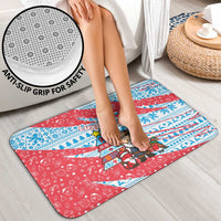 Luxembourg Christmas Bathroom Set with Santa Claus Fox Reindeer Tree and Red Blue Pattern Design - Wonder Print Shop