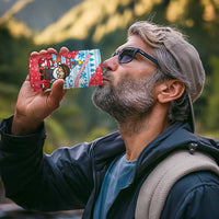 Luxembourg Christmas 4 in 1 Can Cooler Tumbler with Santa Claus Fox Reindeer Tree and Red Blue Pattern Design - Wonder Print Shop