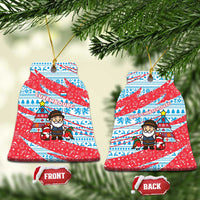 Luxembourg Christmas Ceramic Ornament with Santa Claus Fox Reindeer Tree and Red Blue Pattern Design - Wonder Print Shop