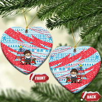 Luxembourg Christmas Ceramic Ornament with Santa Claus Fox Reindeer Tree and Red Blue Pattern Design - Wonder Print Shop