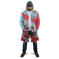 Luxembourg Christmas Cloak with Santa Claus Fox Reindeer Tree and Red Blue Pattern Design - Wonder Print Shop