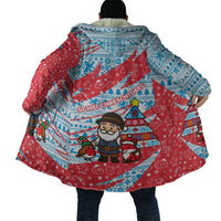 Luxembourg Christmas Cloak with Santa Claus Fox Reindeer Tree and Red Blue Pattern Design - Wonder Print Shop