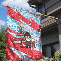 Luxembourg Christmas Garden Flag with Santa Claus Fox Reindeer Tree and Red Blue Pattern Design - Wonder Print Shop