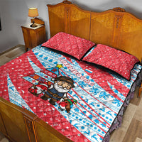 Luxembourg Christmas Quilt Bed Set with Santa Claus Fox Reindeer Tree and Red Blue Pattern Design - Wonder Print Shop