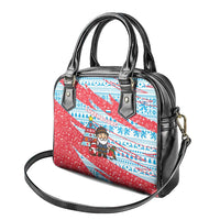 Luxembourg Christmas Shoulder Handbag with Santa Claus Fox Reindeer Tree and Red Blue Pattern Design - Wonder Print Shop