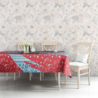 Luxembourg Christmas Tablecloth with Santa Claus Fox Reindeer Tree and Red Blue Pattern Design - Wonder Print Shop