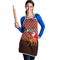 Morocco Christmas Apron with Santa Claus Camel Caravan Desert Scene and Red Pattern Design - Wonder Print Shop