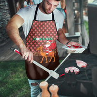 Morocco Christmas Apron with Santa Claus Camel Caravan Desert Scene and Red Pattern Design - Wonder Print Shop