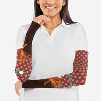 Morocco Christmas Arm Sleeves with Santa Claus Camel Caravan Desert Scene and Red Pattern Design - Wonder Print Shop