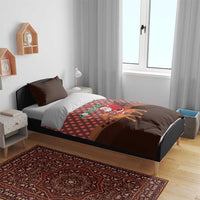Morocco Christmas Bedding Set with Santa Claus Camel Caravan Desert Scene and Red Pattern Design - Wonder Print Shop