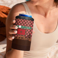 Morocco Christmas 4 in 1 Can Cooler Tumbler with Santa Claus Camel Caravan Desert Scene and Red Pattern Design - Wonder Print Shop