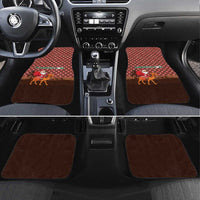 Morocco Christmas Car Mats with Santa Claus Camel Caravan Desert Scene and Red Pattern Design - Wonder Print Shop