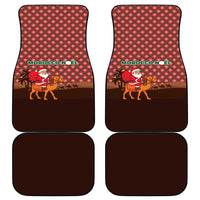 Morocco Christmas Car Mats with Santa Claus Camel Caravan Desert Scene and Red Pattern Design - Wonder Print Shop