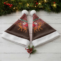 Morocco Christmas Santa Hat with Santa Claus Camel Caravan Desert Scene and Red Pattern Design - Wonder Print Shop