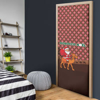Morocco Christmas Door Cover with Santa Claus Camel Caravan Desert Scene and Red Pattern Design - Wonder Print Shop