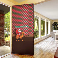 Morocco Christmas Door Cover with Santa Claus Camel Caravan Desert Scene and Red Pattern Design - Wonder Print Shop