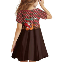 Morocco Christmas Family Matching Short Sleeve Bodycon Dress and Hawaiian Shirt with Santa Claus Camel Caravan Desert Scene and Red Pattern Design - Wonder Print Shop