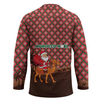 Morocco Christmas Hockey Jersey with Santa Claus Camel Caravan Desert Scene and Red Pattern Design - Wonder Print Shop