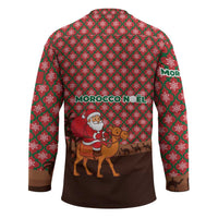 Morocco Christmas Hockey Jersey with Santa Claus Camel Caravan Desert Scene and Red Pattern Design - Wonder Print Shop