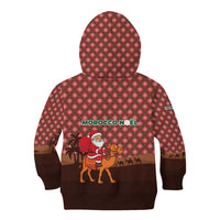 Morocco Christmas Kid Hoodie with Santa Claus Camel Caravan Desert Scene and Red Pattern Design - Wonder Print Shop