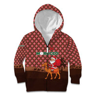 Morocco Christmas Kid Hoodie with Santa Claus Camel Caravan Desert Scene and Red Pattern Design - Wonder Print Shop