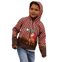 Morocco Christmas Kid Hoodie with Santa Claus Camel Caravan Desert Scene and Red Pattern Design - Wonder Print Shop